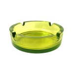 Round ashtray, made of glass, Selena, 10.5 cm, green color
